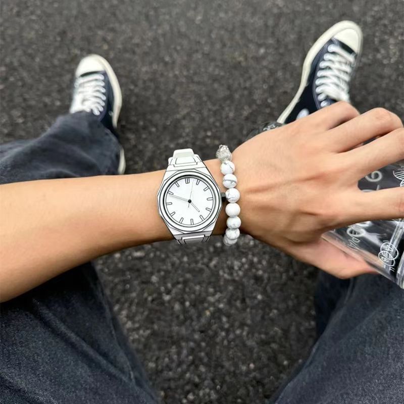 Herenhorloges in stripstijl met quartz uurwerk, casual waterdichte horloges voor mannen, uurwerk voor mannen