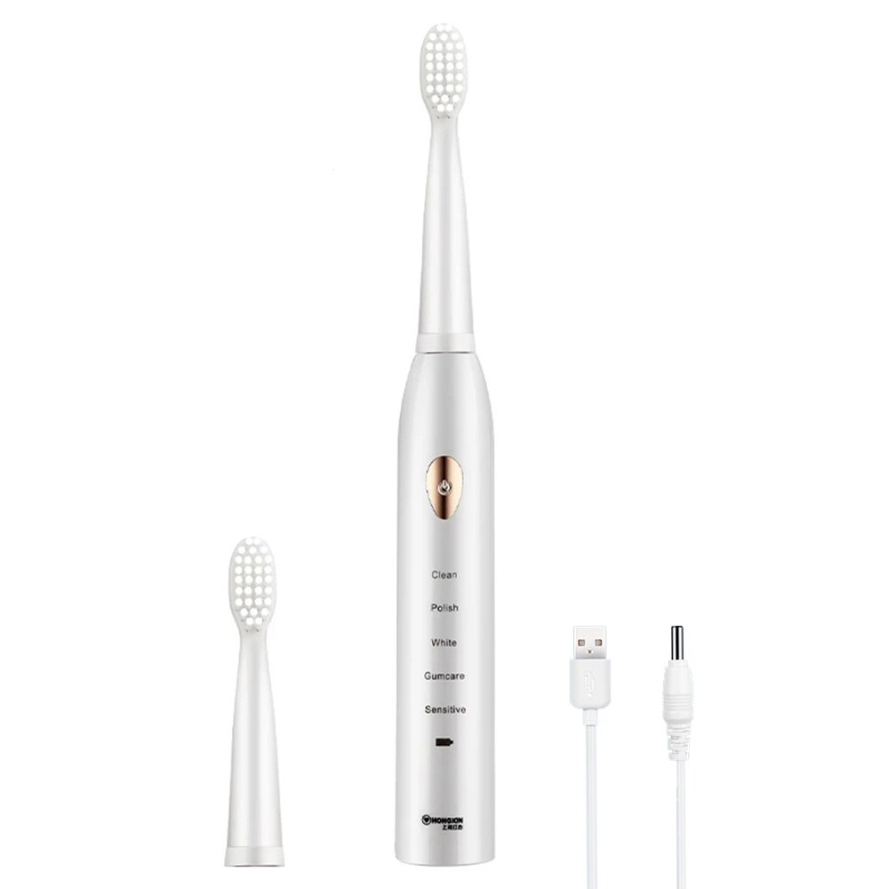 Poderoso ultra sônico sonic escova de dentes elétrica carga usb recarregável escovas de dentes lavável branqueamento eletrônico escova de dentes: Set E 2 Head1