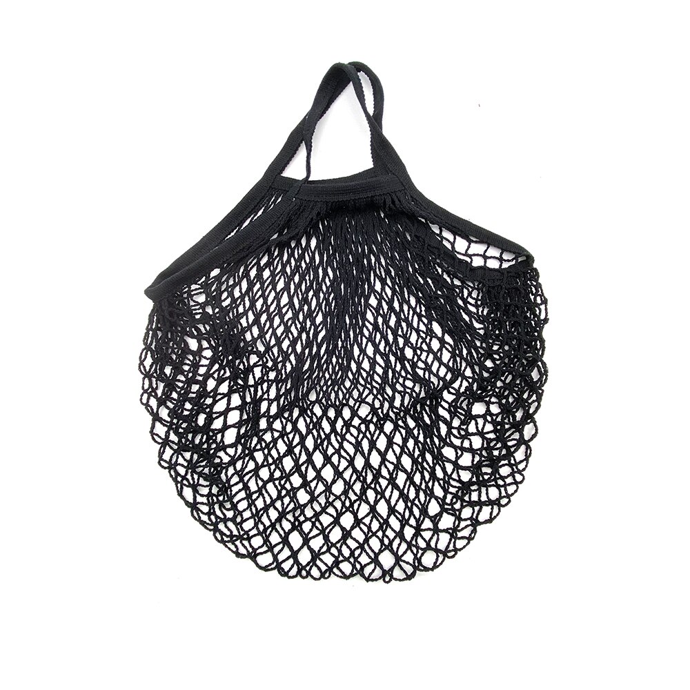 Tragbare Lebensmittel Taschen für Obst Gemüse Tasche Waschbar Baumwolle Gittergewebe Schnur Organische Organizer Wiederverwendbare Handtasche Tuch Einkaufstasche: Schwarz