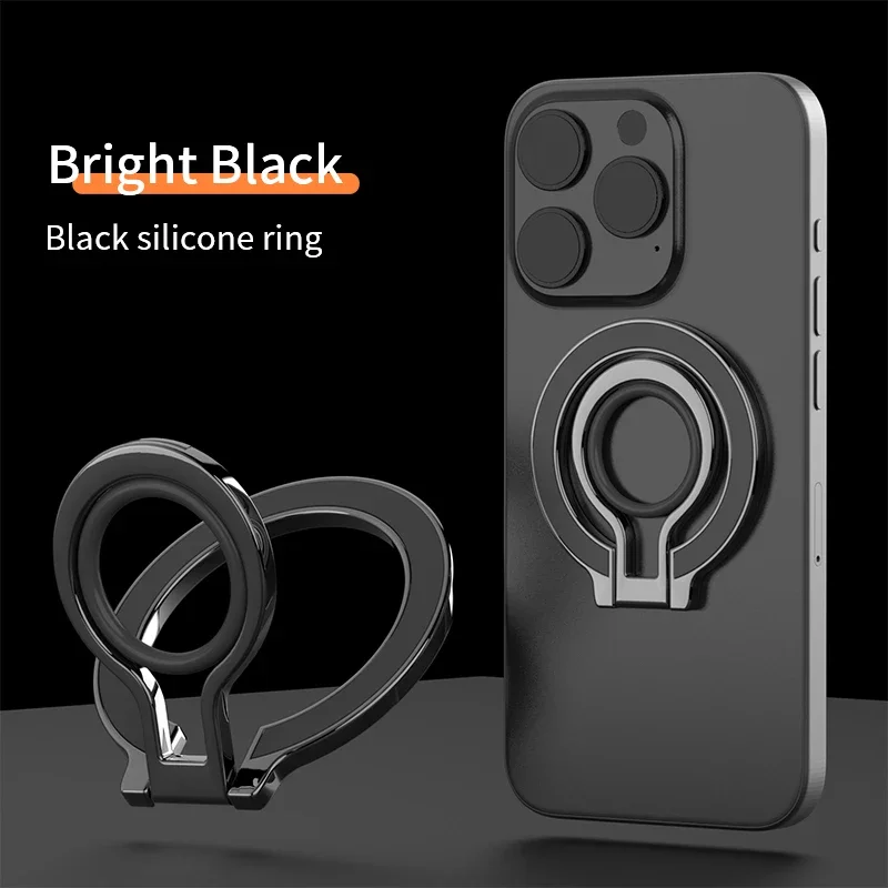 Mobiele telefoon vingerring magnetische houder voor Magsafe magneetbeugel 360 ° Graden rotatie standaard: Black