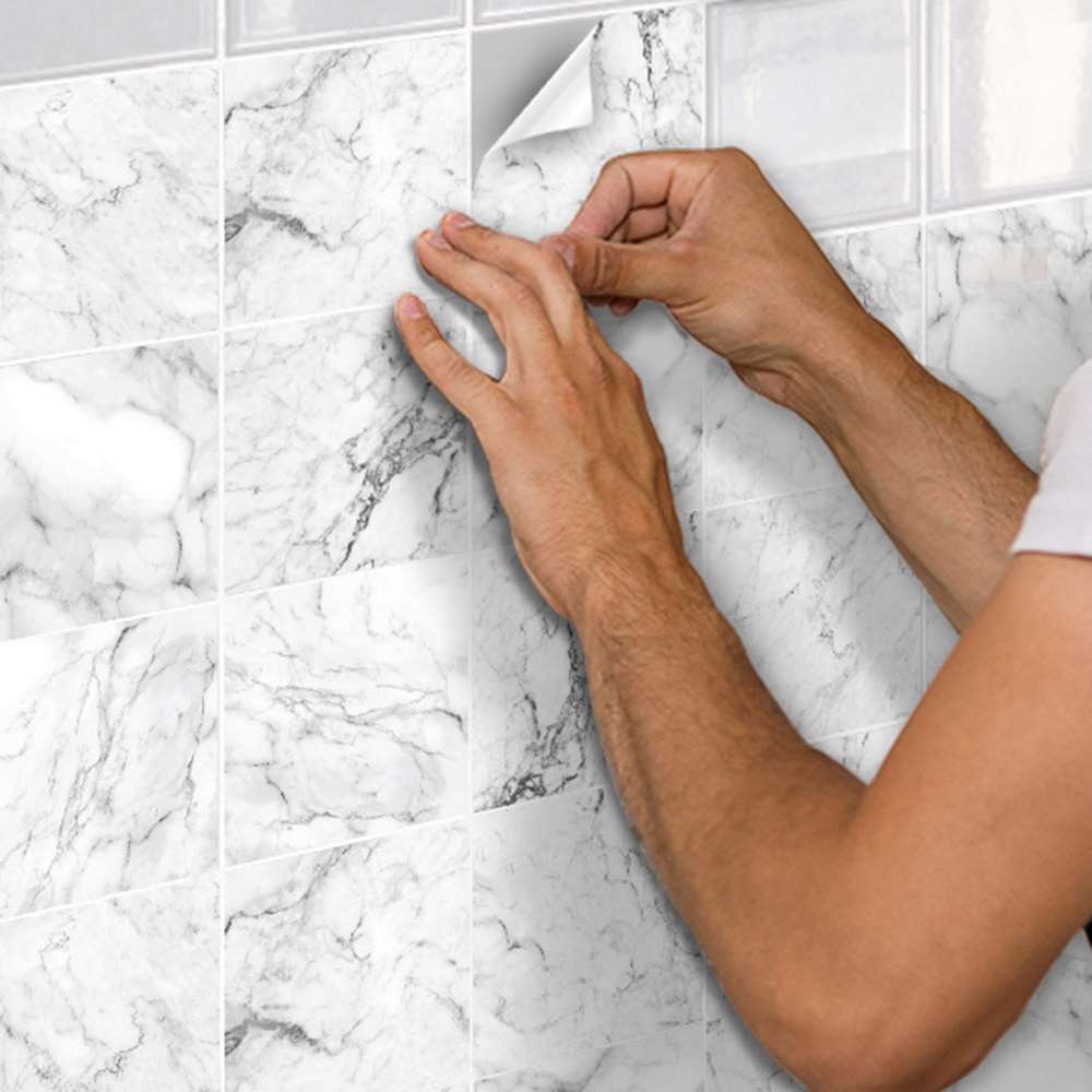 20 st vattentät vit marmor kakel väggklistermärke itchen badrum inredning vägg klistermärken stick kakel panel dekor