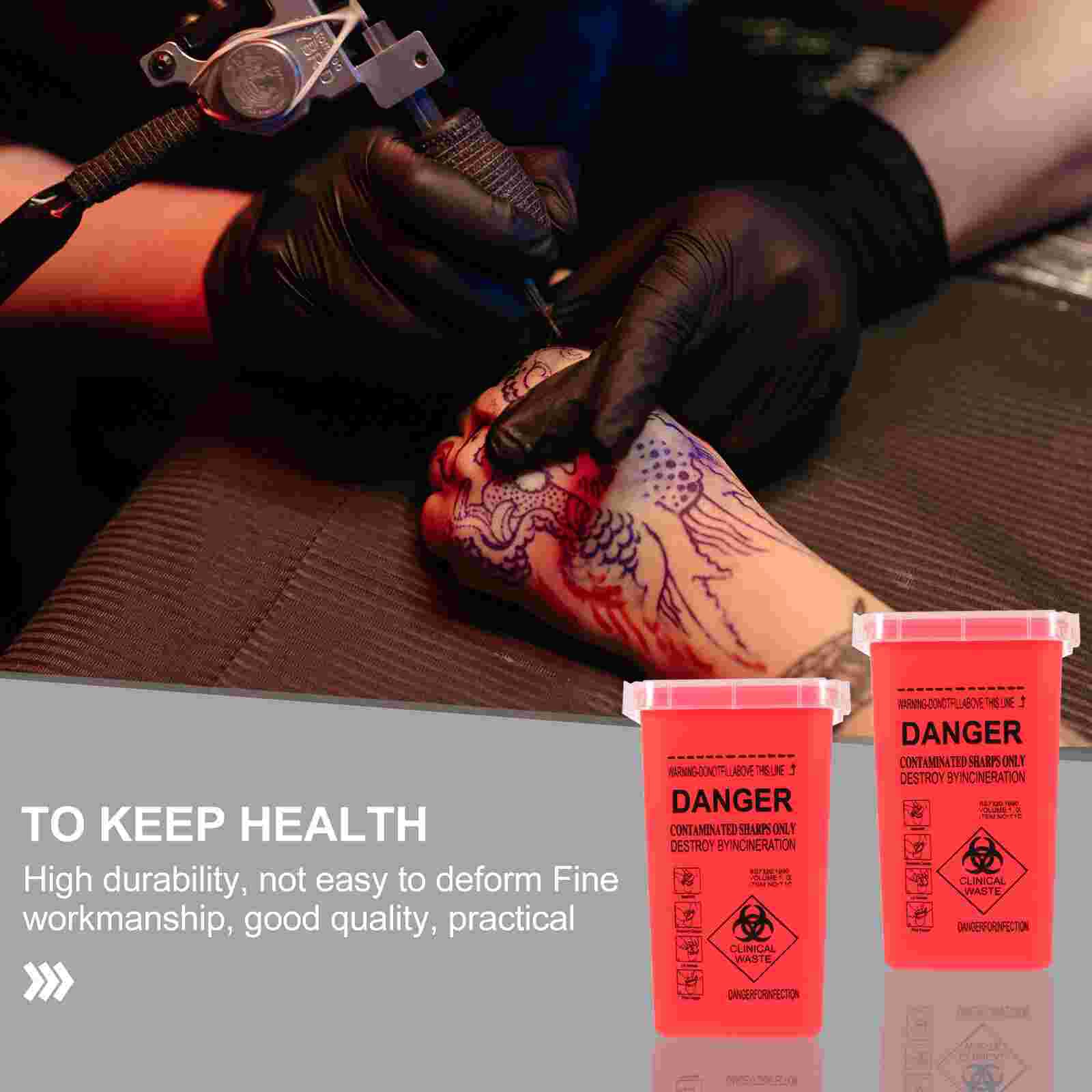 2Pcs Bucket Sharps Container Thickened Disposal Box Sharps Bucket Disposal Container for Tattooing Disposal Wastes