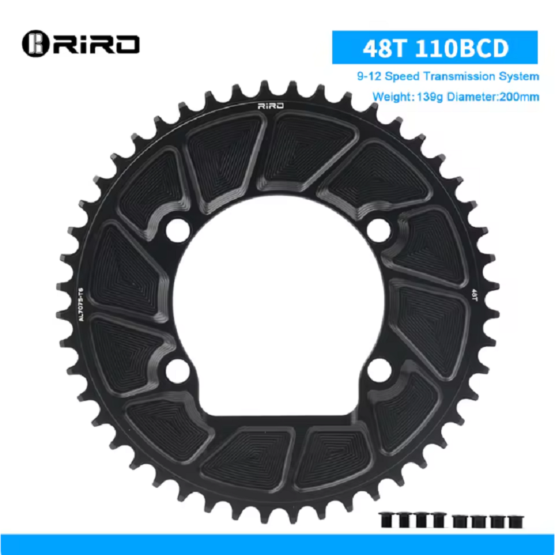 RIRO Fiets Kettingwiel 110BCD 46/48/50/52/54/56/58T Bike Crown Kettingblad Racefiets Enkel Tandwiel voor Shimano 105/FC-R7000: Geel