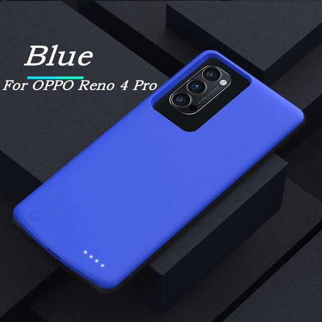 Hstnbveo 6800mah caso carregador de bateria para oppo reno 4 pro bateria caso para oppo reno 4 portátil power bank carregamento: Blue For Reno 4 Pro