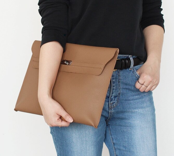 Pu leather notebook nettbrettveske laptop koffert manager bag kontordokumenter bag for ipad nettbrett med lomme inni