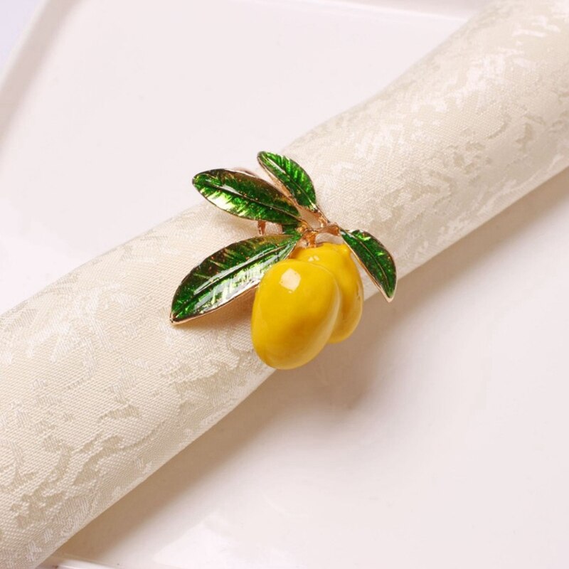 Conjunto de 6 peças de guardanapo anel de limão, decoração de mesa, conjunto de guardanapo