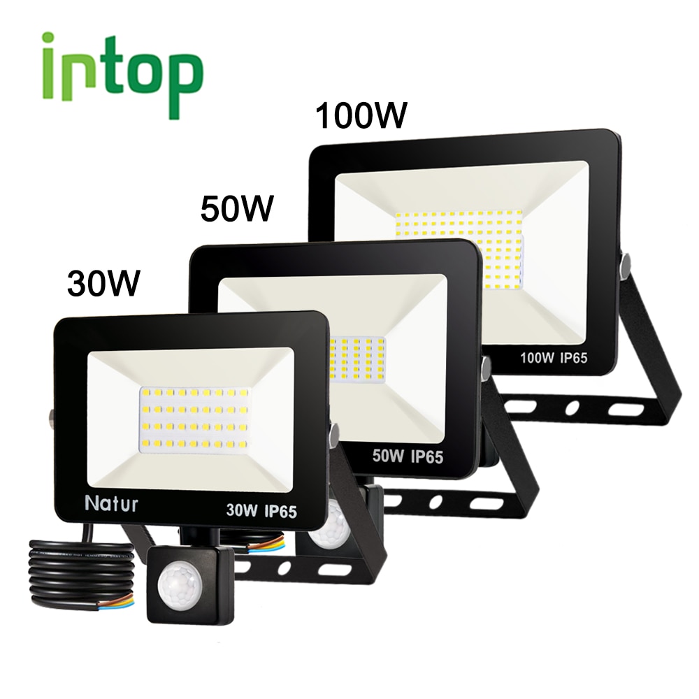 Motion Sensor Led Overstroming Licht 220V10W 30W50W100W150W IP65 Outdoor Led Spotlight Wandlamp Reflector Led Waterdichte Schijnwerper
