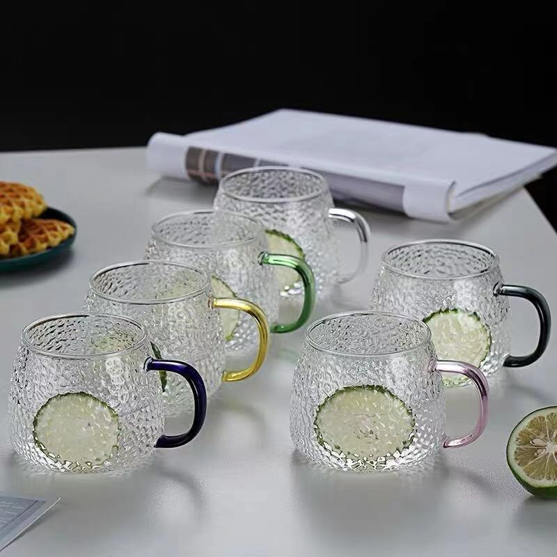 400Ml Thickened Hammered Glass High Resistant Japanese Hammered Glass Mug with Handle