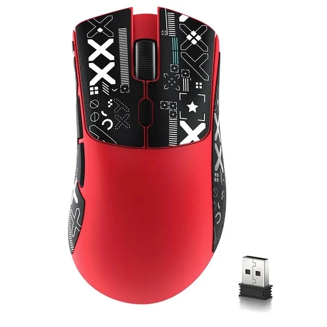 Attack Shark R1 2.4G USB Tri-modeWireless Gaming Mouse Conexão Bluetooth 18000DPI 1000Hz Macro Ratos Para PC: Vermelho