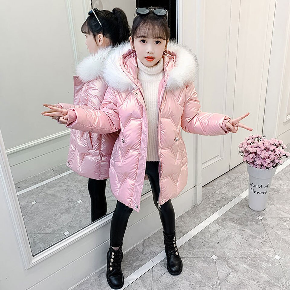 Russland Winter Mädchen Unten Oberbekleidung Dicke Warme Winter Parkas Mäntel Für freundlicher Mädchen 3-12Jahre Pelz Kragen Mit Kapuze Mädchen Outwear