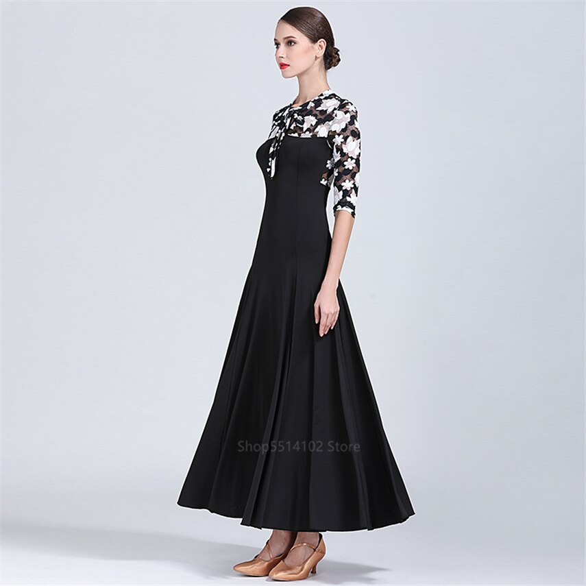 frauen Spanisch Flamenco Kleid Für Dame Zigeuner tanzen Felsen Kostüm Spitze Ahorn Blatt Stiching Große FlüGel Schwarz Leistung Vestido