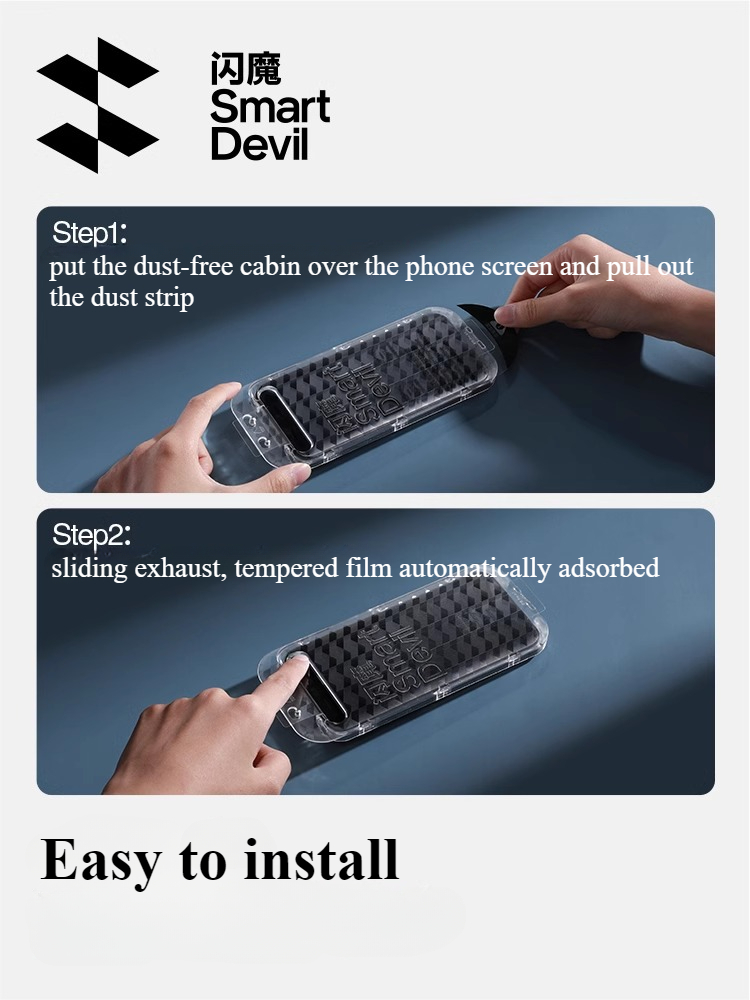 SmartDevil Protector de pantalla de cabina sin polvo para iPhone 16 pro Max 15 14 13 película de vidrio templado transparente sin bordes antihuellas