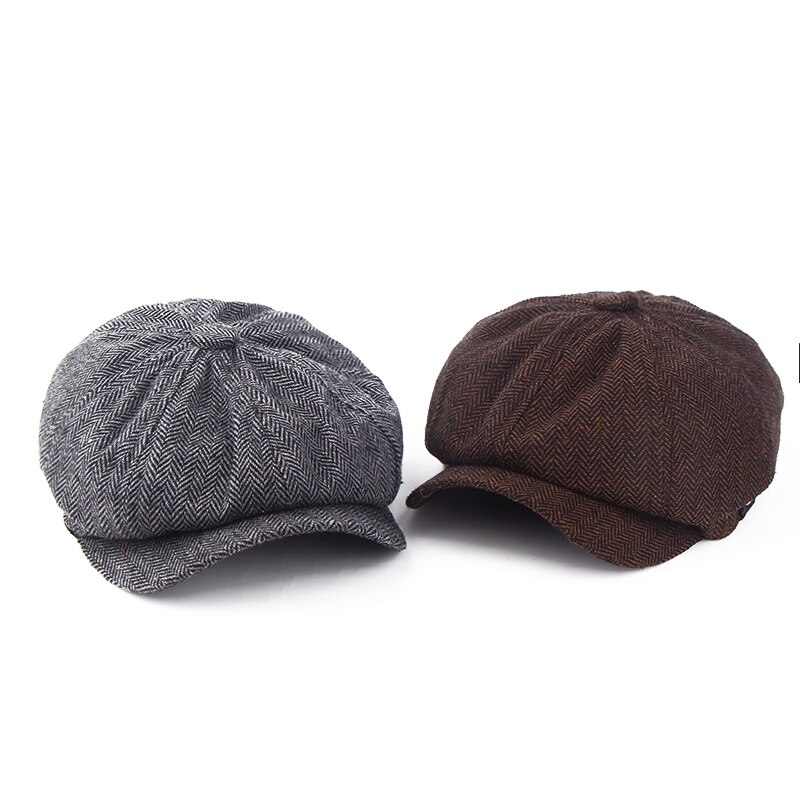 VORON – béret à carreaux pour homme, casquette octogonale décontractée, couleur café, collection automne et hiver