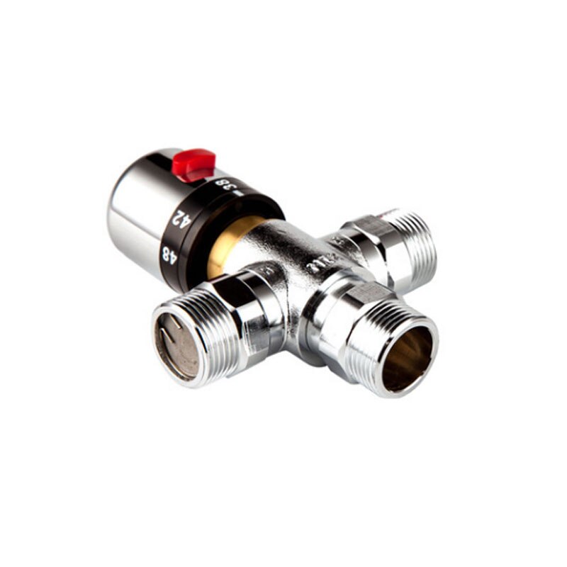 Solar Water Heater Thermostatic Mixer Valve Brass Chrome Bathroom Faucet Temperature Mixer Control DN15/20/25 Faucet Valve