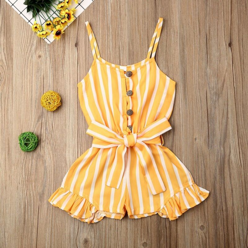 3-8 år smålåve låve baby jente klær ermeløs stripe romper jumpsuit sommerantrekk lekedress