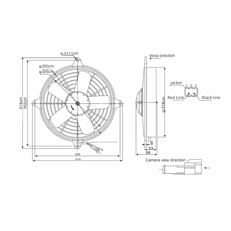 BUS CONDENSER FAN 266 Bus Five Leaf Suction 24V Electronic Fan Fan Mounting Kit
