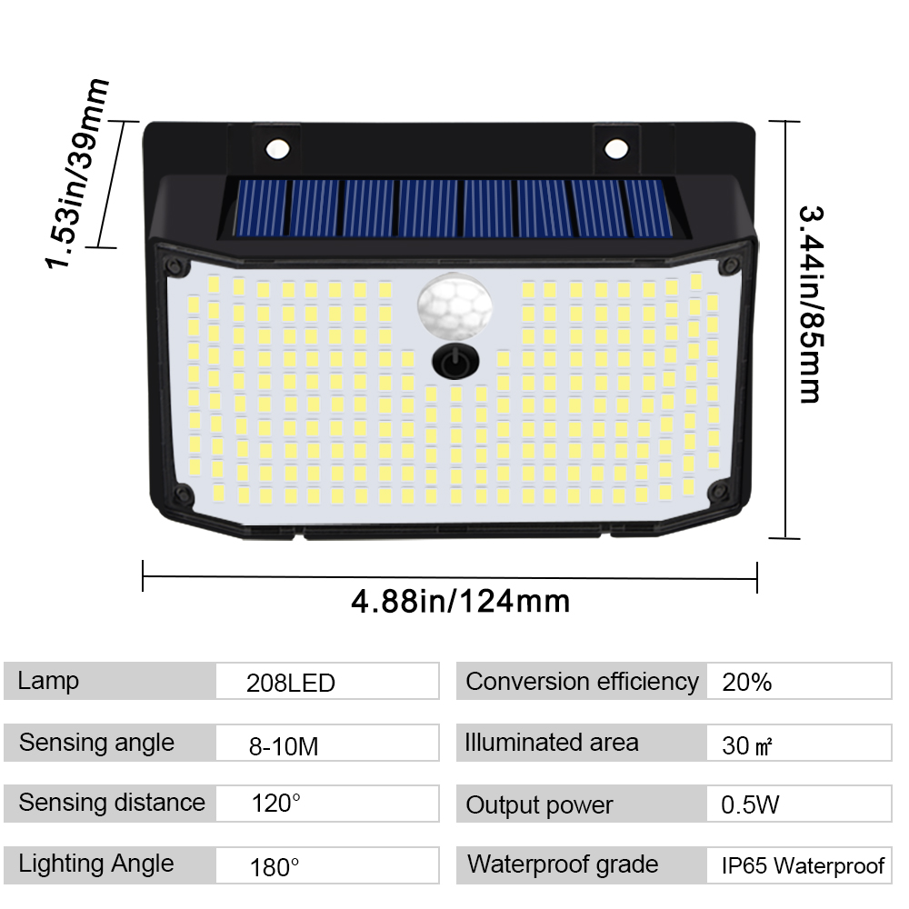 Zonne-verlichting buiten 158 LED zonne-wandlamp waterdichte draadloze bewegingssensor beveiliging 3 modi tuinhek tuin dek garage