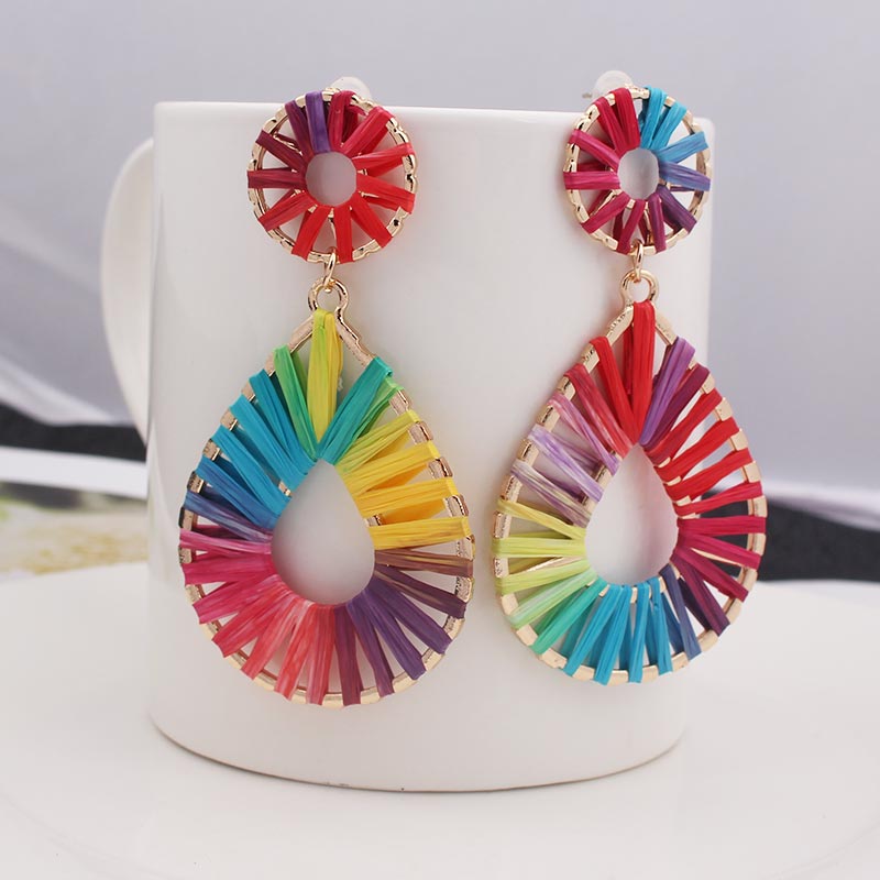 Big Circle Hollow Heart Earrings for Women Geometric Round Bohemian Dangle Earrings Trendy Statement Jewelry