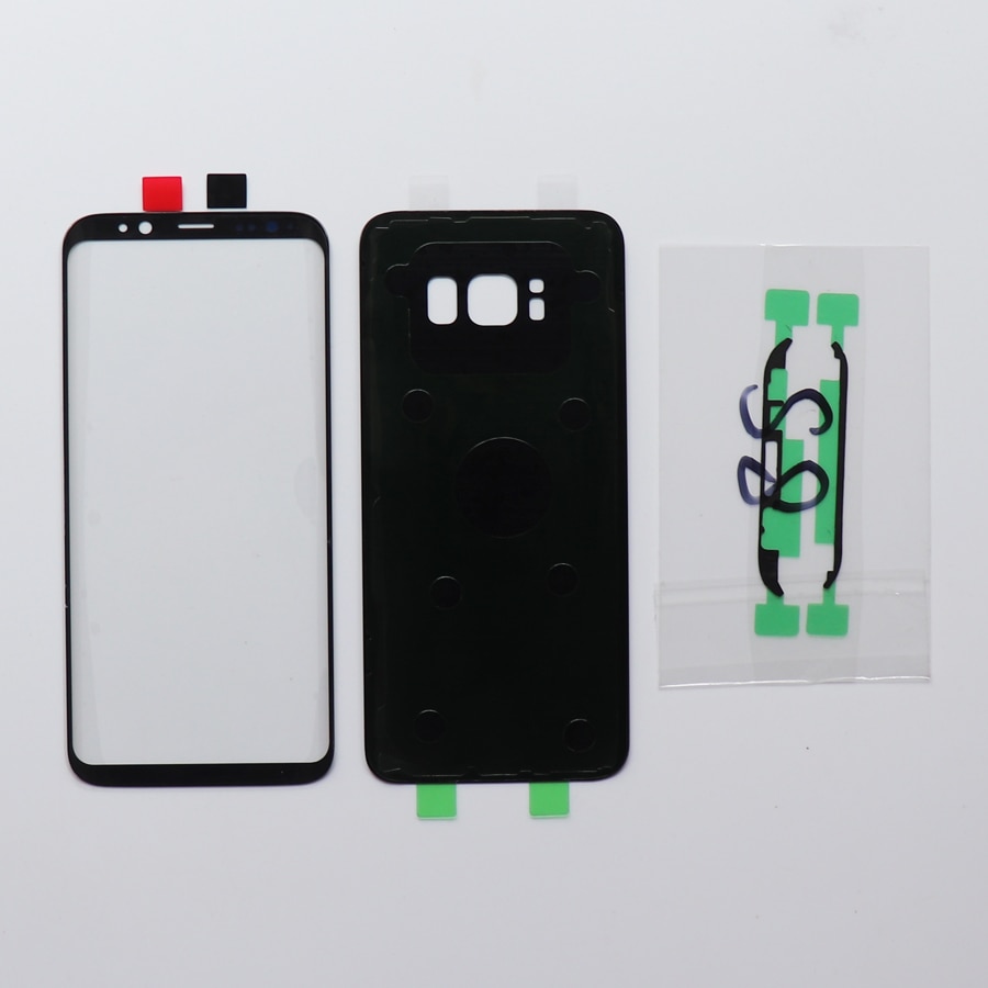 Front Touch Panel Outer Lens+Rear Battery Door Back Glass Housing Cover + Adhesive For Samsung Galaxy S8 G950 S8 + G955 S8 Plus