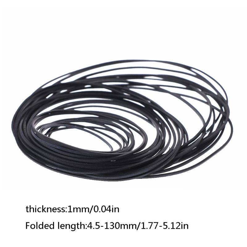 1mm Replacement Turntable Belt Rubber Flat Belt for Record Player Walkman DVD CD-ROM Repeater Phono 45-130mm Belt