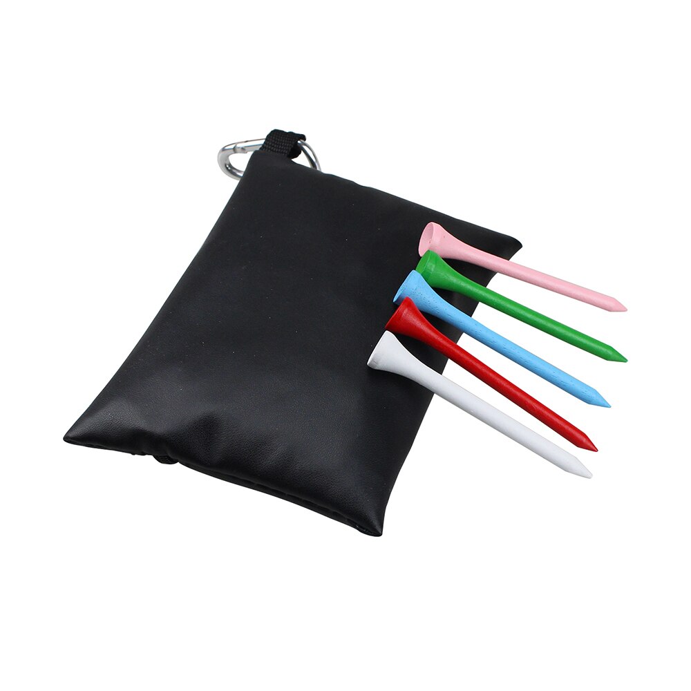 KOFULL-bolsa pequeña portátil de bolsillo para pelotas de Golf, bolsa de cuero PU con 5 piezas de Tees de madera, accesorios