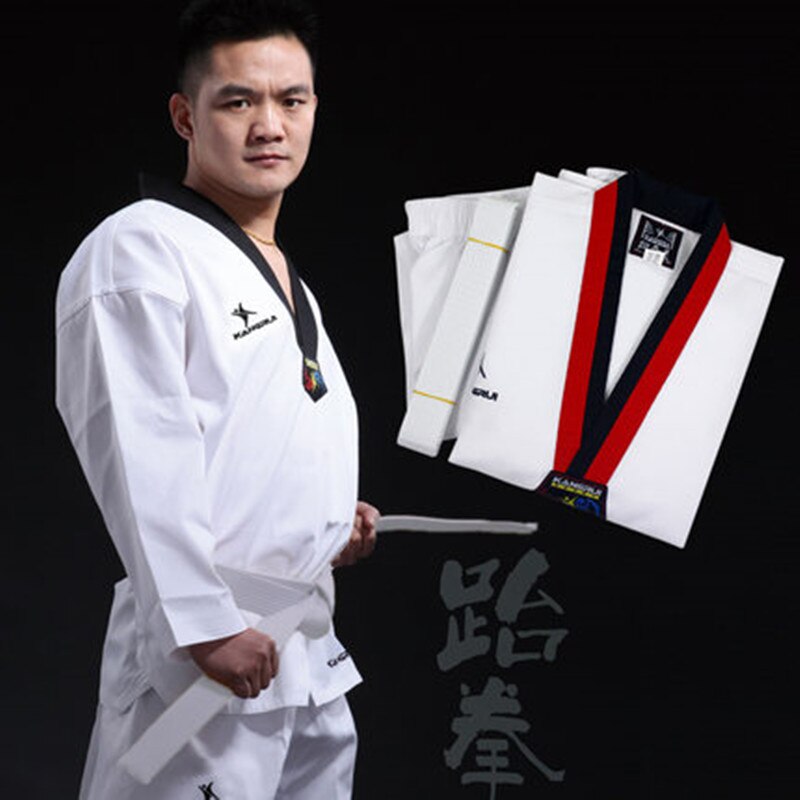 Best taekwondo uniform for child adult karate dubok WTF ITF cotton breathable fitness sport Suit Tae Kwon Do clothes