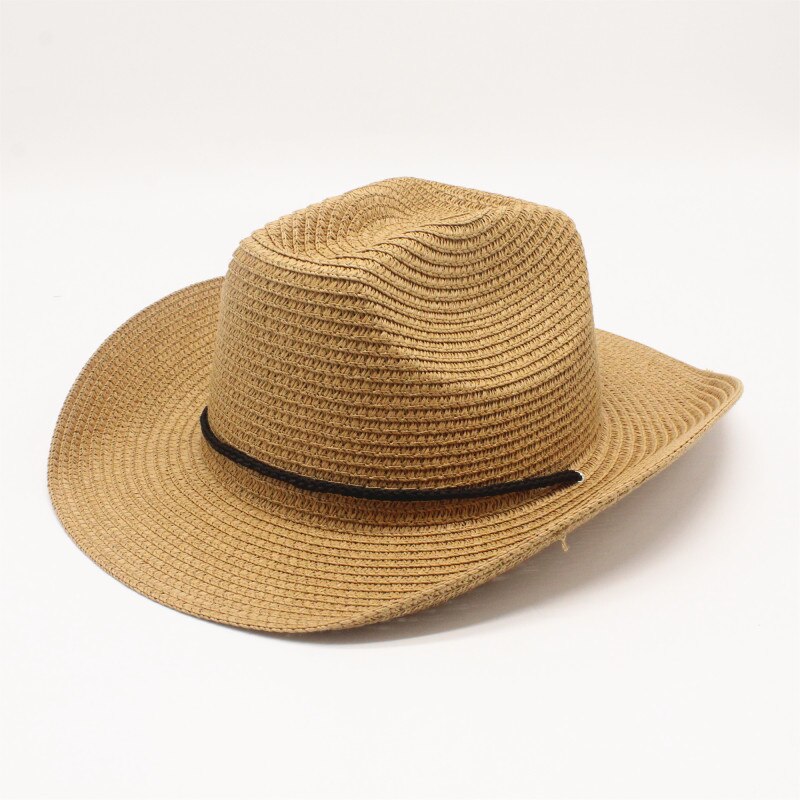 Sombrero panamá de paja para hombre y mujer, Sombrero de paja con visera para playa, Sombrero fresco de Jazz Trilby: Khaki