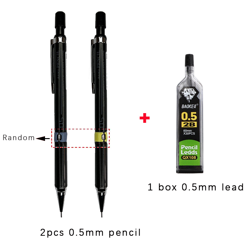Lápiz mecánico con juego de cables, lápices automáticos para estudiantes con de borrador, suministros de escritura y pintura escolar, 0,3/0,5/0,7/0,9mm: YELLOW