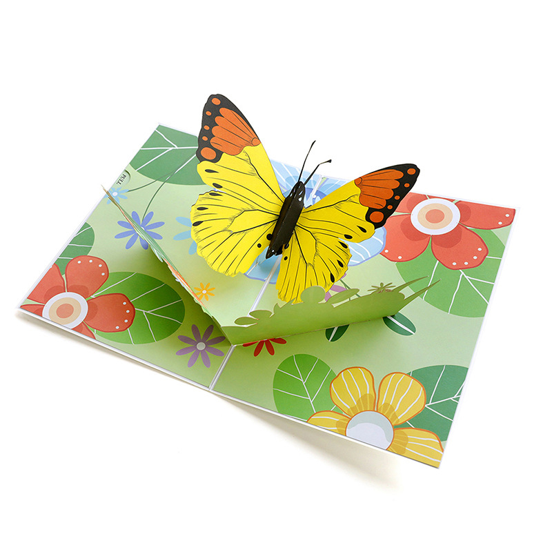 Papier d'invitation couleur papillon imprimé à la main | 3D, cartes de vœux de fête des mères, de fête d'anniversaire pour petite amie ou enfant