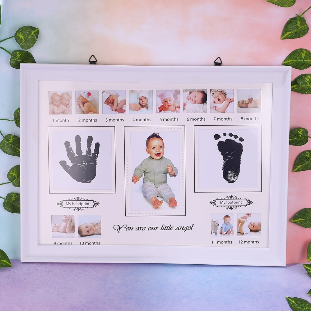 Baby fotoramme baby billedramme vækst rekord fotoramme spædbarn fødselsdag display rack (hvid): Default Title