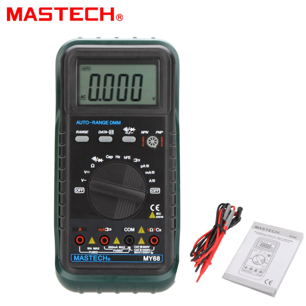 MASTECH MY68 Handheld Digitale Multimeter LCD Display Multimeter AC DC Volt Amp Ohm Frequentie Capaciteit Transistor Test