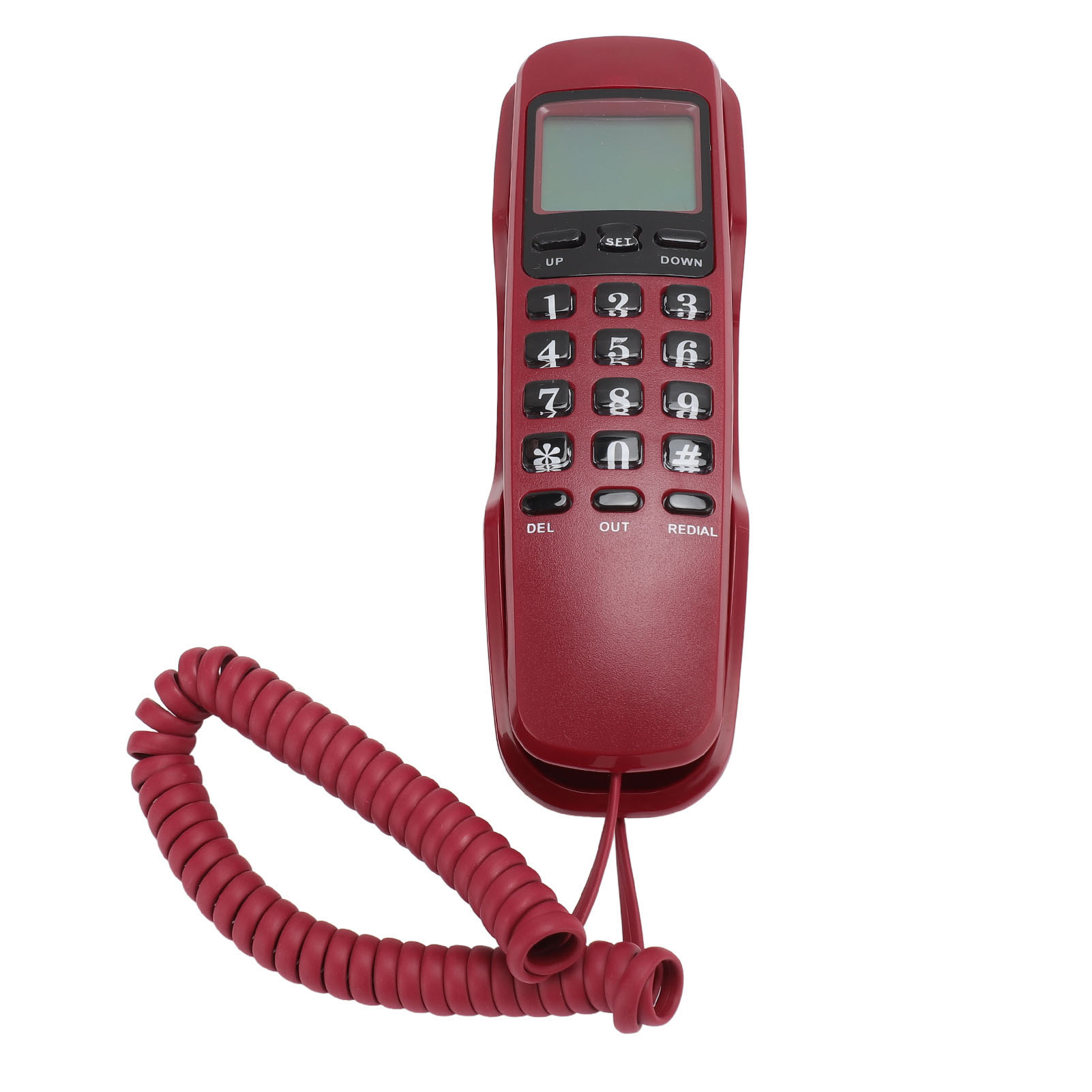 Väggmonterad Telefon med Nummerpresentation - Fast Telefon för Hem, Hotell och Kontor - Röd