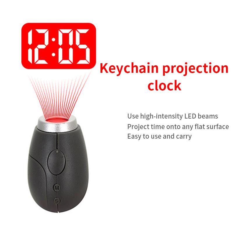 Mini led horloge projector zaklamp hangend touw klein draagbaar klokje digitale tijdprojectieklok hoge intensiteit led-licht
