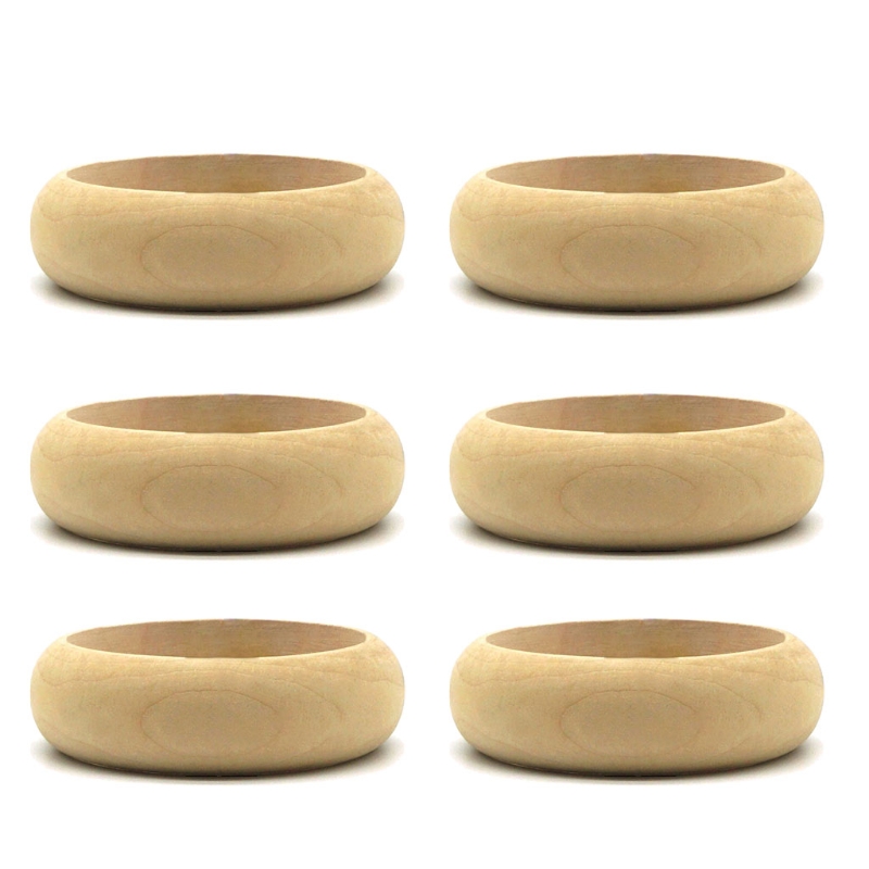 Pulsera de madera en blanco sin terminar, anillo de madera Natural redondo, Círculo de madera para fabricación de joyas manualidades DIY, 6 uds.: 25mm