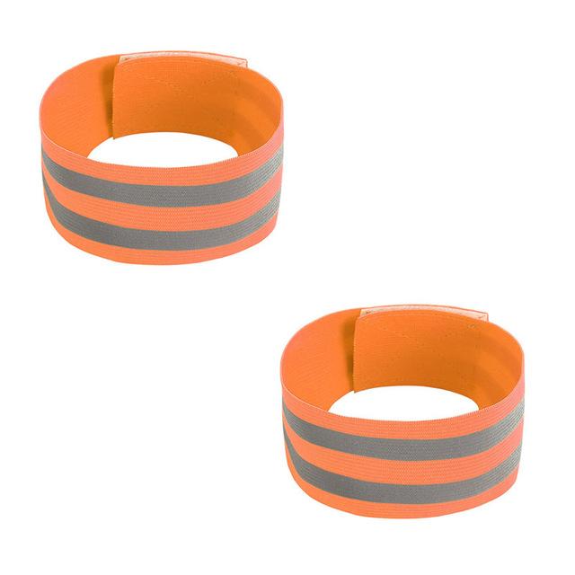 Bandas reflectantes elásticas para brazo, pierna y correas de tobillo, reflectantes de seguridad, cintas de correa para correr por la noche, caminar y ciclismo: Orange 2pcs