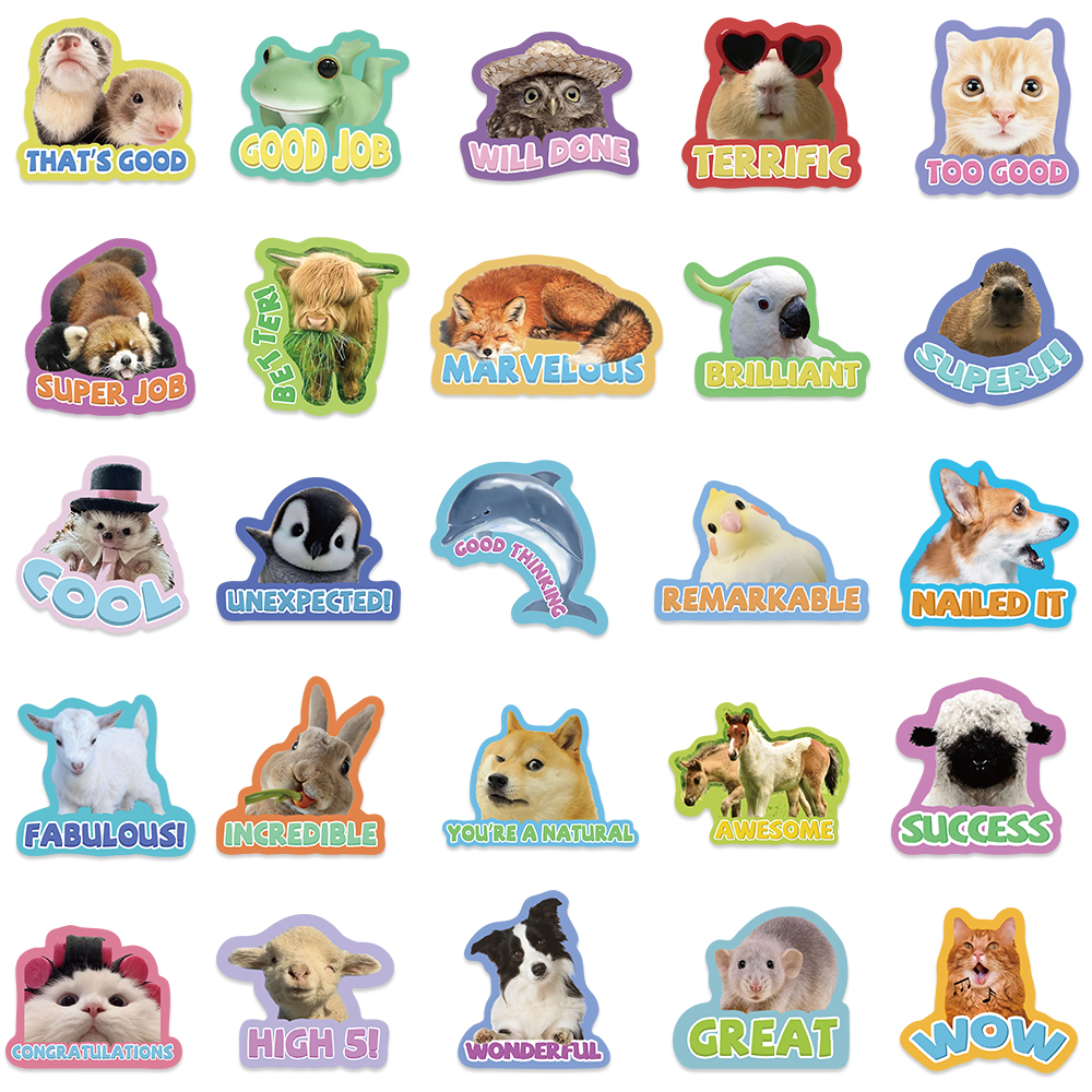 50 pçs animais incentivar frase pvc adesivo cor estética decoração scrapbooking sketchbook papelaria recompensas escolares suprimentos