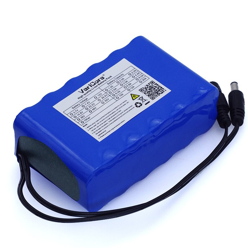 Varicore 12 V 10Ah 18650 Lithium Batterij 10000 Mah, met Bms Bescherming Circuit Board Dc 5.5*2.1Mm + 12.6 V 1A Charger