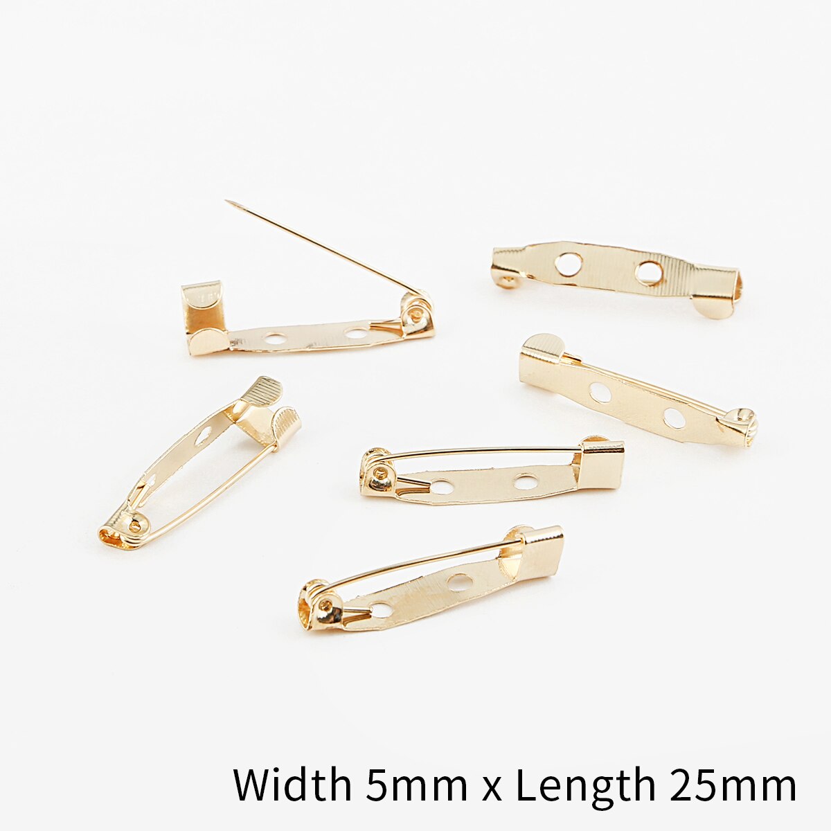 10pcs/lot 15 20 25 30 35 mm Brooch Clip Base Pins Safety Pins Brooch Settings Blank Base For DIY Jewelry Making Supplies: 5x25mm KC Gold