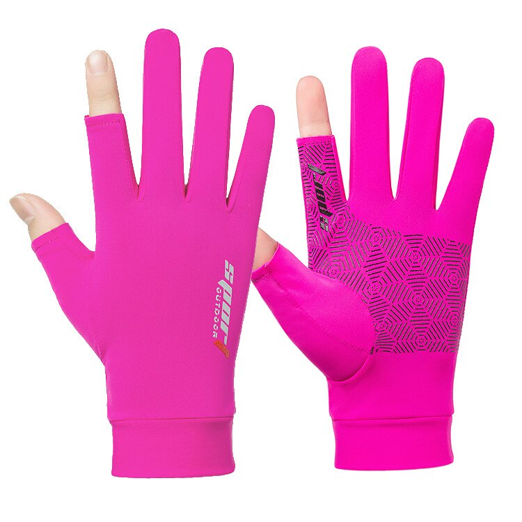 Guantes de Pesca con protección solar para hombre, manoplas de secado rápido transpirables para exteriores, ropa deportiva, verano, FPS 50: Red