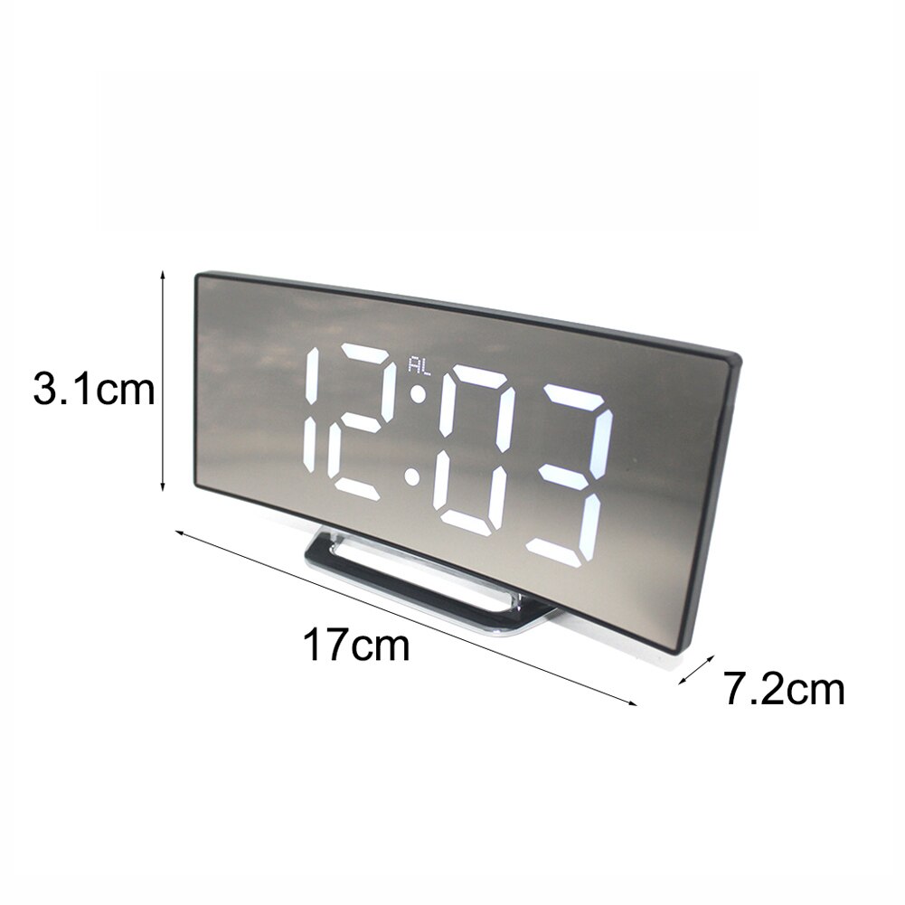 Digital Alarm Clock, 7 Inch Curved Dimmable LED Sn Digital Clock for Kids Bedroom, Green Large Number Clock, Lightweight