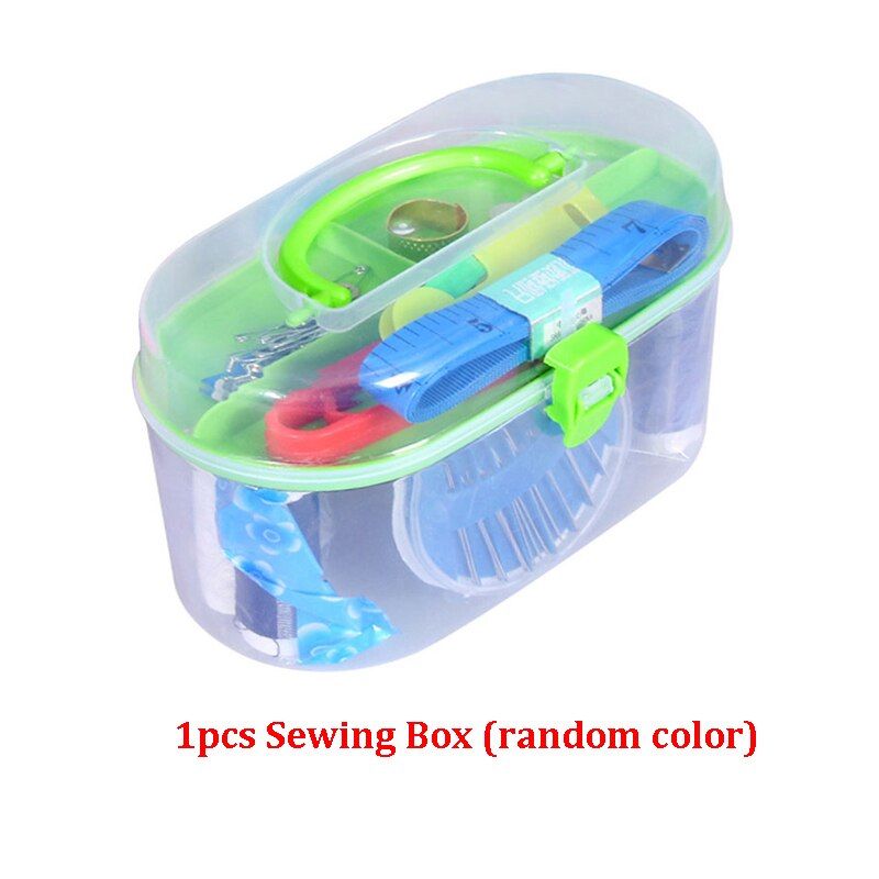 1Set Mini portátil de costura Manual y máquina de coser threadSimple operación herramientas de costura tela mano costura herramienta ZXH: 1Sewing box