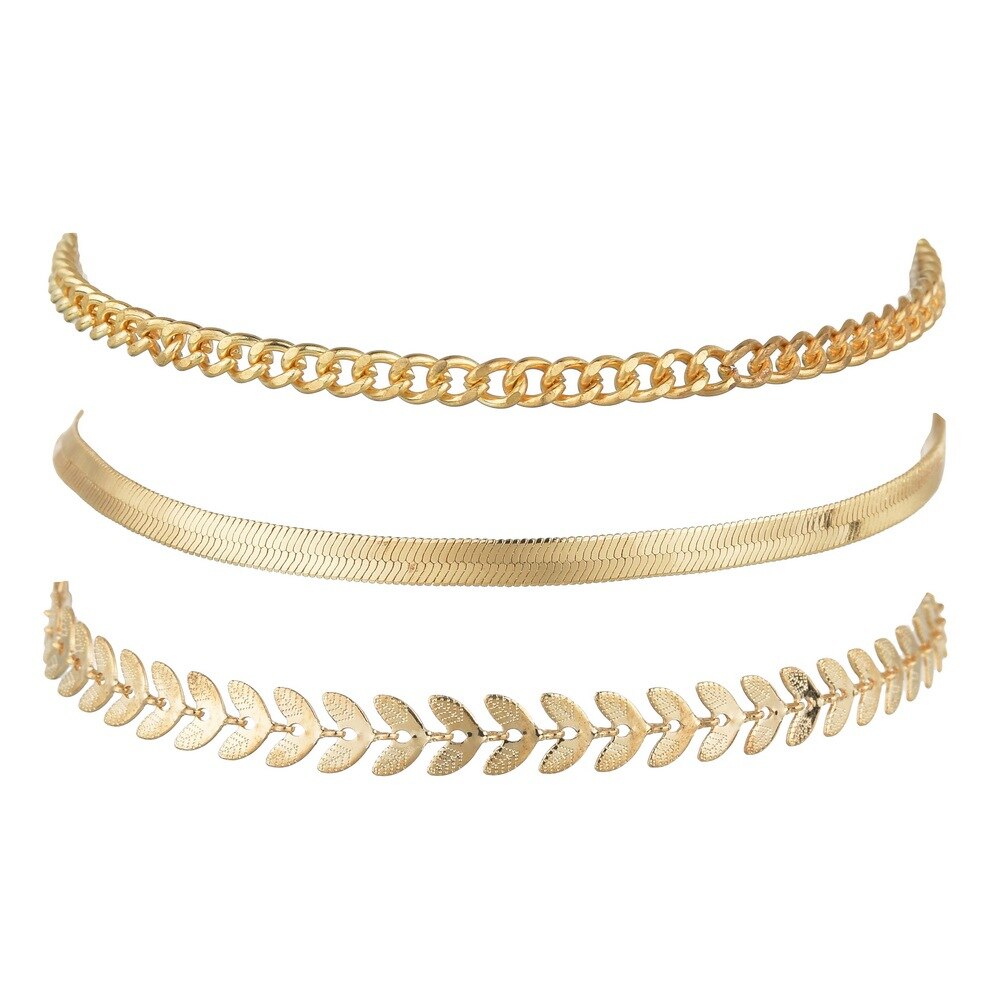 3 Stks/partij Bohemian Golden Grape Leaf Snake Bone Chain Enkelband Oceaan Strand Surfen Sieraden Accessoires Vriendschap