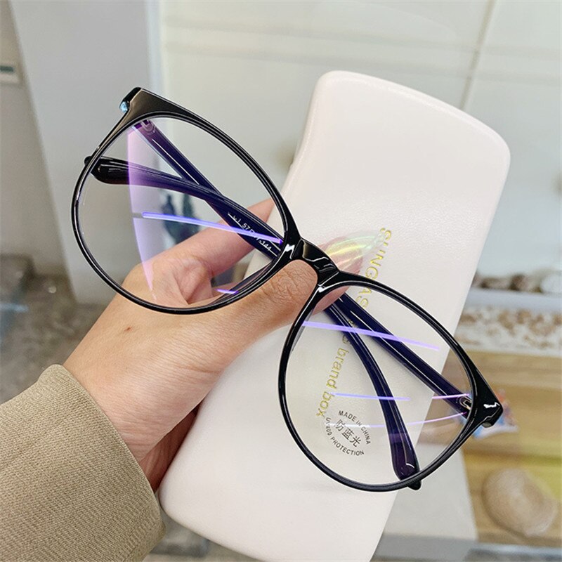 Montura de gafas redondas Anti-blue light para mujer y hombre, gafas de ordenador ultraligeras, gafas transparentes Vintage de gran tamaño