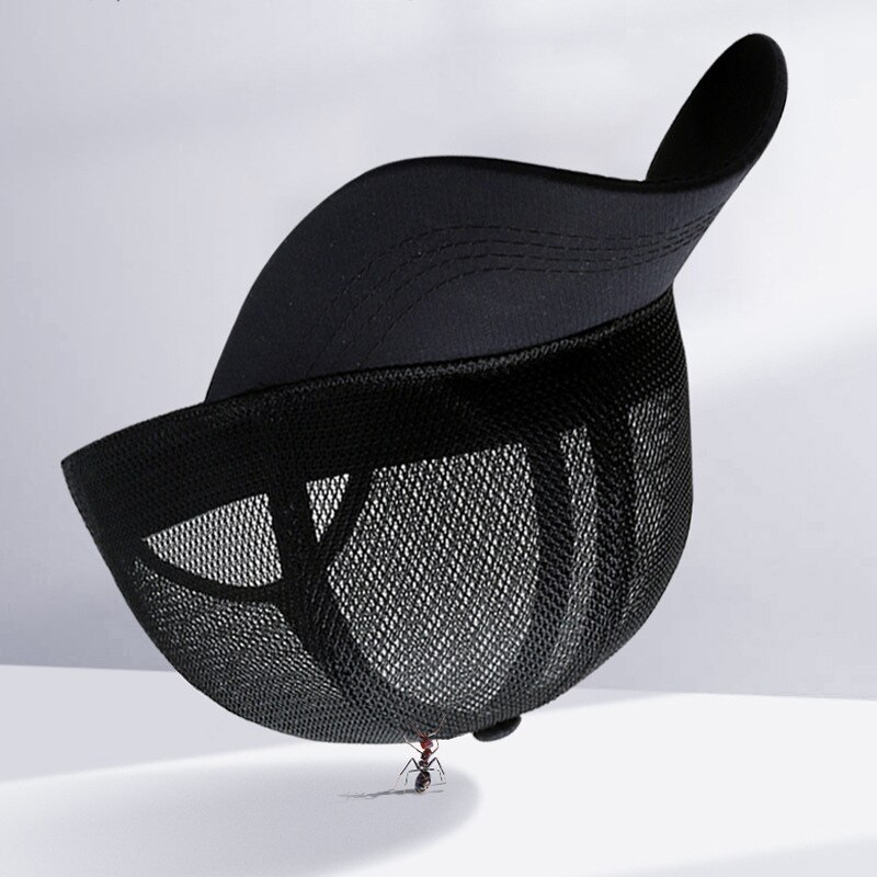 Unisex malla completa gorra de béisbol de secado rápido de protector solar transpirable gorra deportiva con visera hacia atrás H7JP
