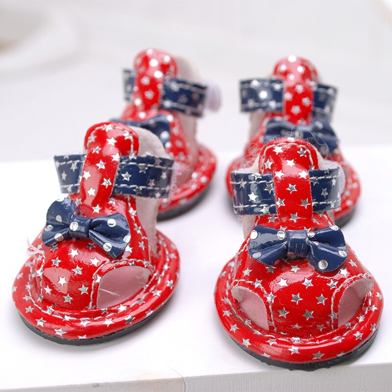 Huisdierensandalen speciale hondensandalen in de zomer hondenlaarzen best verkochte dierenbenodigdheden hondenkleding 4 kleine honden: Rood / Ik