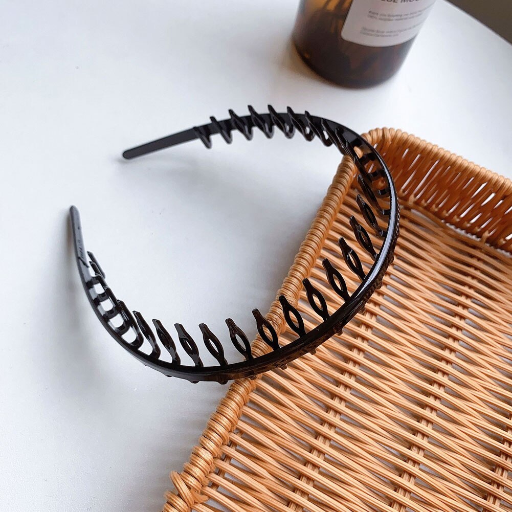 Men Women Unisex Hair Comb Zigzag Band Notched Headband Sport Headband Hairband Anti-slip Hairband For Face Washing: black
