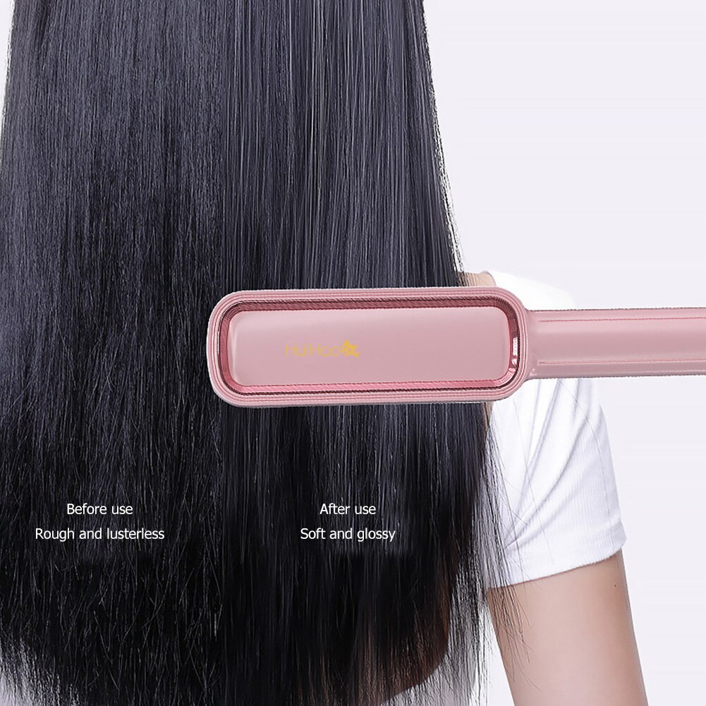 2 in 1 Electric Air Comb Hair Straightener Brush Ceramic Hair Curler Heated Electric Smart Brush Styling Tools