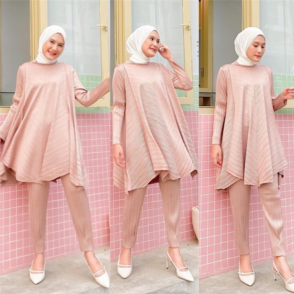 Women Muslim Sets Islamic Clothing Plain Suits Morocco Turkish Full Sleeve Loose Tops Pants Oversized Kaftan Solid 2 Pieces Suit