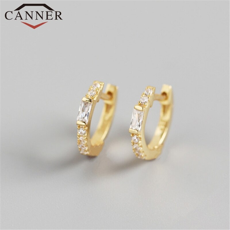 European and American Gold Silver color INS Crystal Zircon Small Hoop Earrings for Women 925 silver Earrings Jewelry