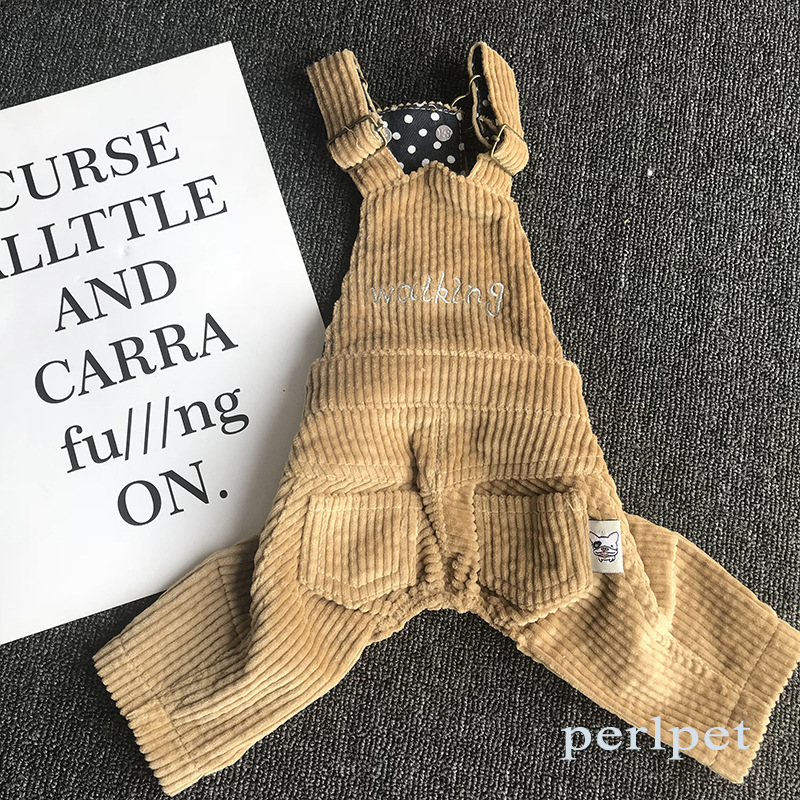 Vintage Denim Jeans Pet Overalls Dogs Jumpsuits Spring Lovely Cowboy Dog Four Legs Clothes Teddy Small Dog Coat Apparel XS-XXL: 0 to 2 kg pets / Dark Khaki
